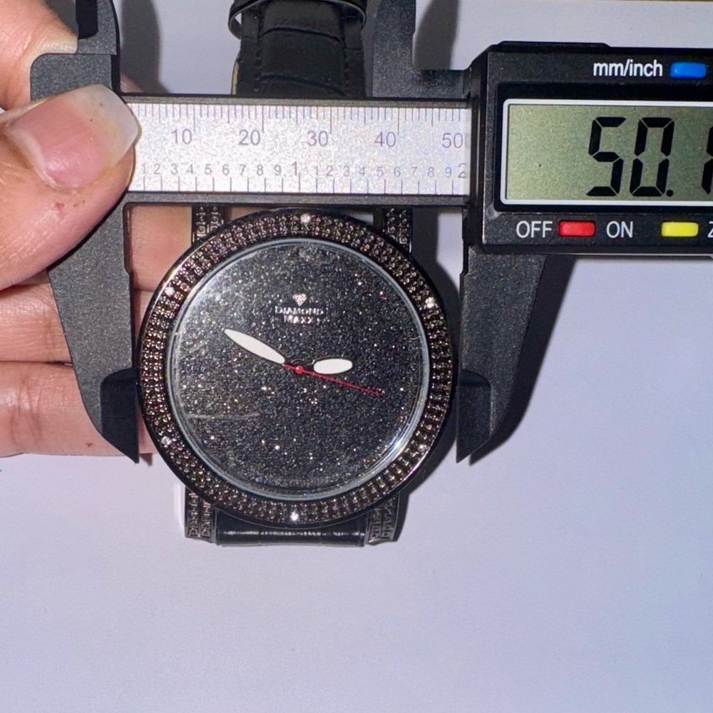 Real Diamond Black and Silver Watch for men, Gift for him, Genuine Diamond Watch - Picture 3 of 8